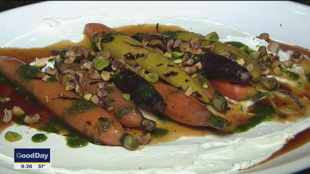 Grilled Carrots with Hazelnuts & Basil Oil