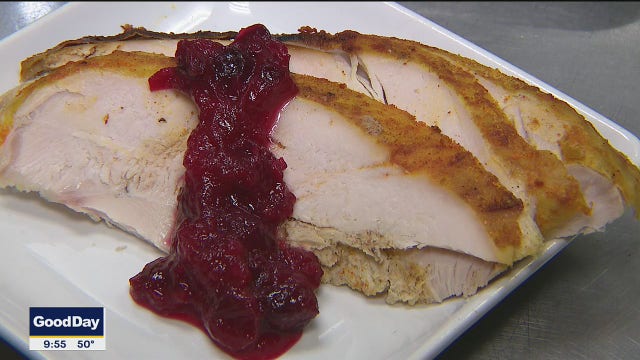Cajun turkey marinade with turkey and cranberry sauce