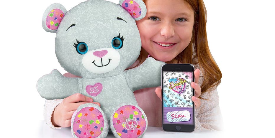 Doodle Bear 14 Plush Toy with 3 Washable Markers