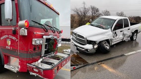 Fire truck struck by driver while working crash on I-20 in Parker County