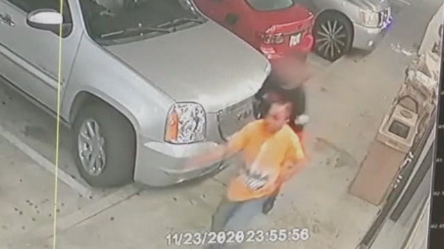 Police searching for driver who slammed into 2 people outside Northwest Dallas gas station