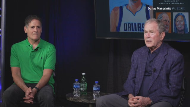 George W. Bush discusses immigration with Dallas Mavericks