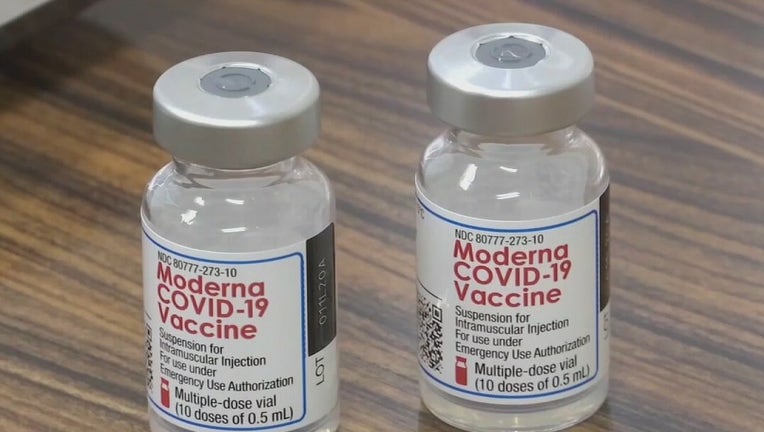 Vials of Moderna COVID-19 vaccine