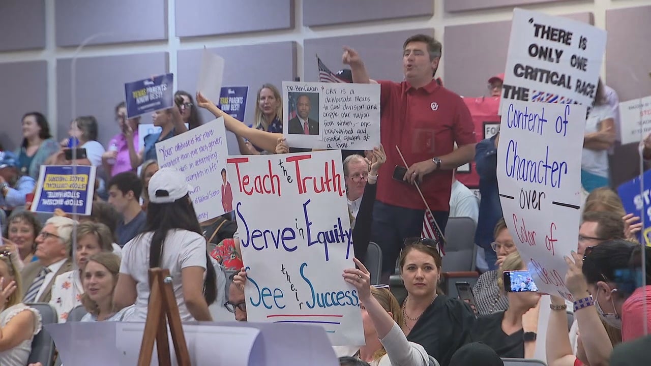 Group protests Critical Race Theory at Fort Worth ISD school board meeting