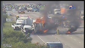 Fiery 18-wheeler crash in Mesquite shuts down I-635