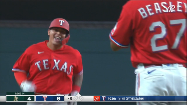 Pozo hits key HR in big-league debut, Rangers beat A's 8-6