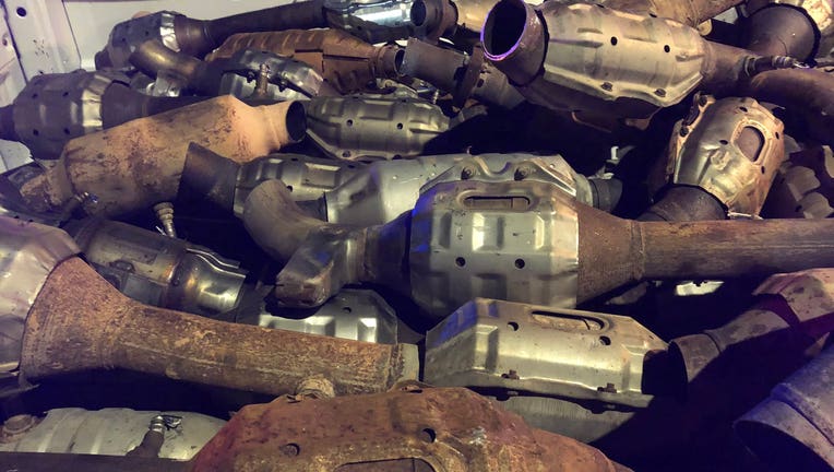 Closeup of catalytic converters