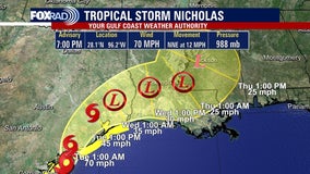 Tropical Storm Nicholas prompts 17-county Texas disaster declaration