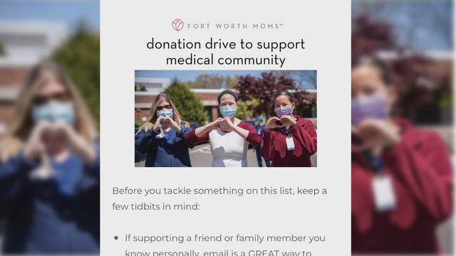 Fort Worth Moms helping hospital workers on frontlines of COVID-19 with donation drive