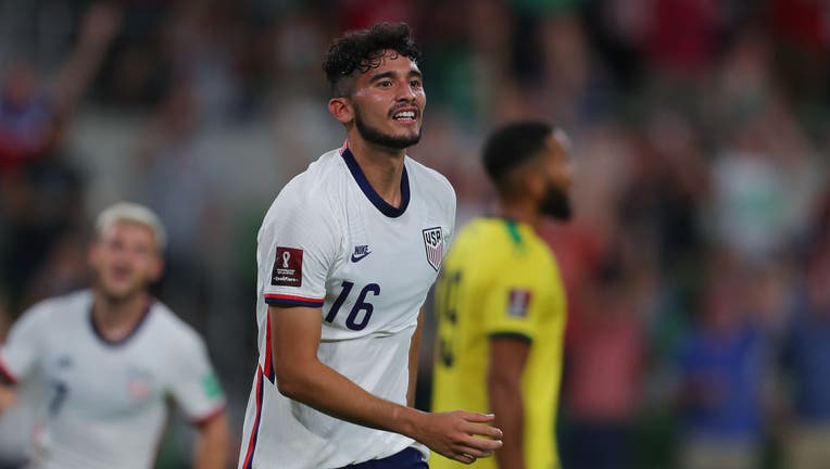 AUSTIN, TX - OCTOBER 07: Ricardo Pepi #14 of United States celebrates after scoring the second goal during the FIFA World Cup Qatar 2022 qualifiers match against Jamaica at Q2 Stadium on October 7, 2021 in Austin, Texas. (Photo by Omar Vega/Getty Images)