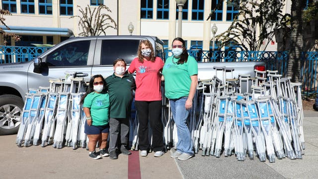 Hundreds of crutches donated to Cook Children’s hospital
