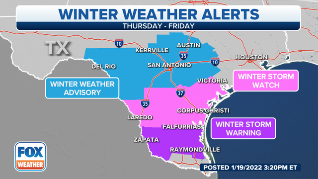 Winter storm warning issued for South Texas as temperatures plunge statewide