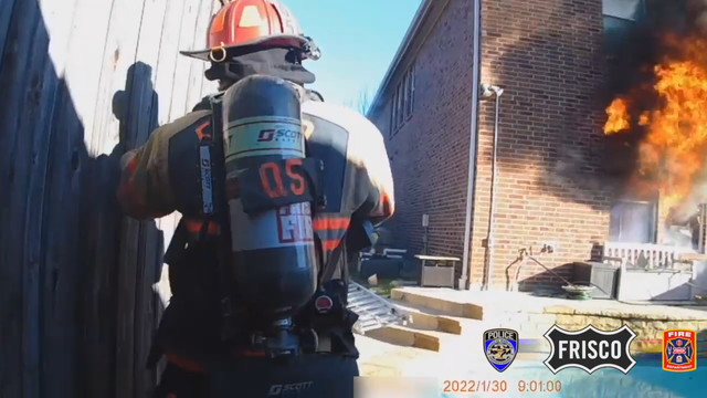 Dramatic video shows Frisco first responders rescuing teenager from burning home