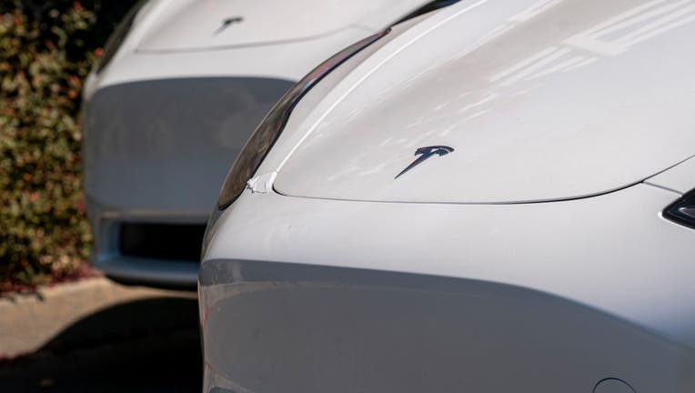 FILE - Tesla Model 3 vehicles at a store in Rocklin, California, on July 21, 2021. Photographer: David Paul Morris/Bloomberg via Getty Images