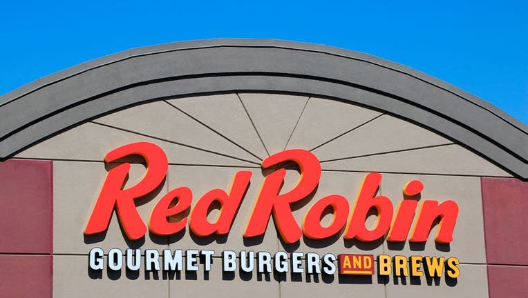 Red Robin restaurant sign and logo