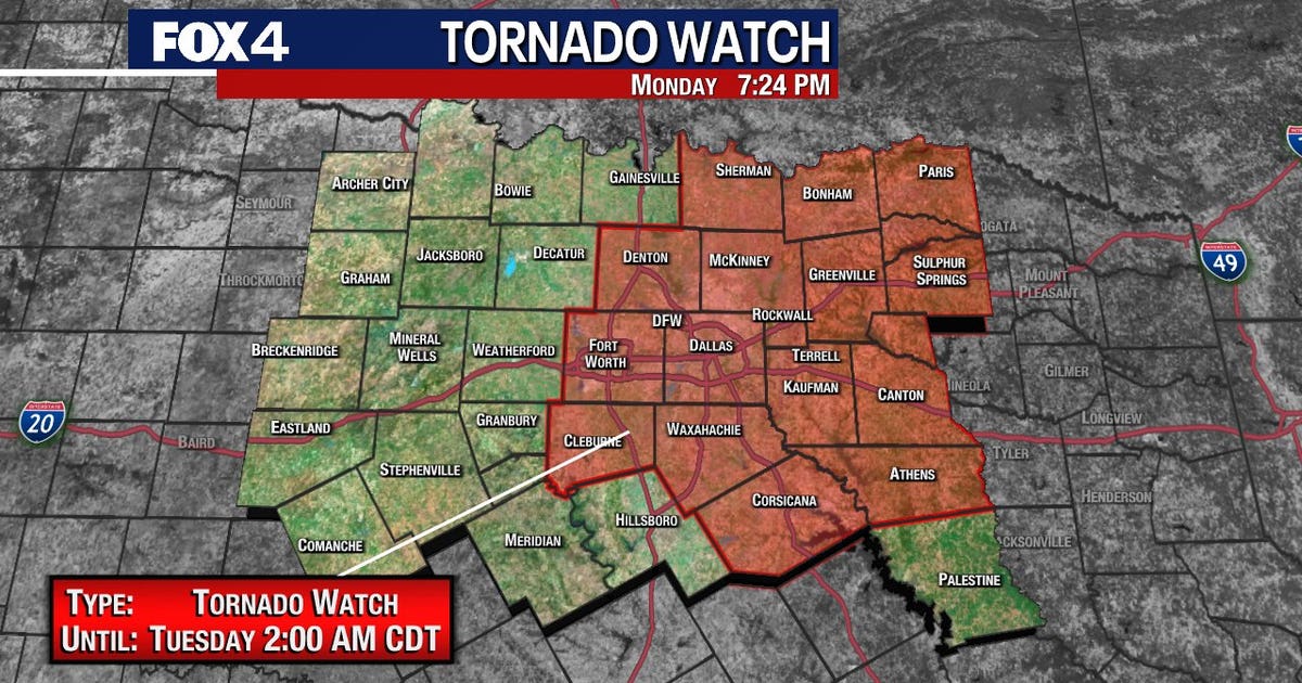 Tornado Watch issued for North Texas until 2 a.m. | FOX 4 Dallas-Fort Worth