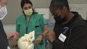 High school students learn surgical skills at California hospital