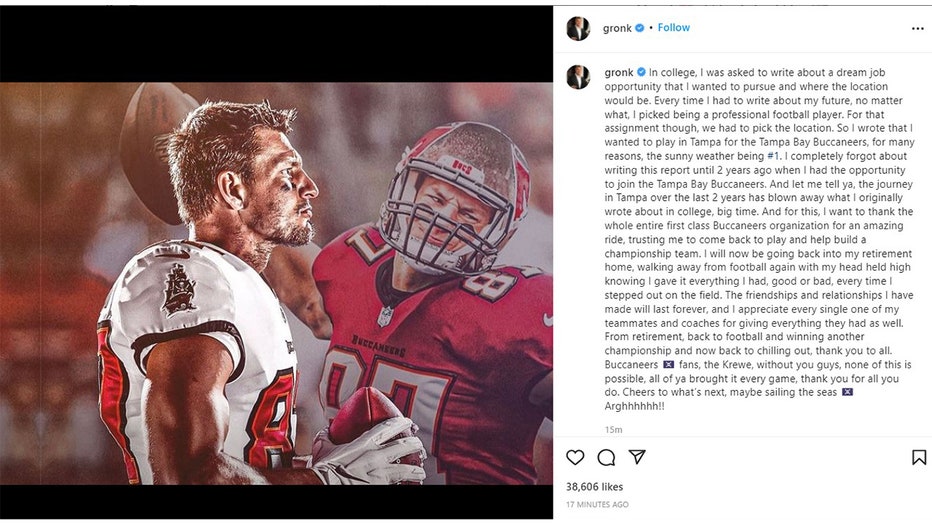 rob gronkowski retirement instagram copy