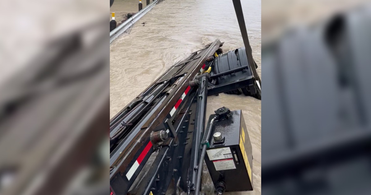 VIDEO: Floodwaters destroy bridge as truck crosses | FOX 4 Dallas-Fort ...