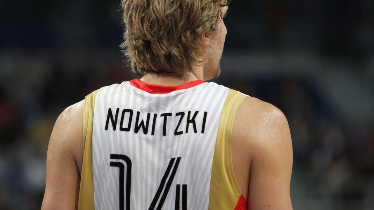 German basketball player Dirk Nowitzki in action during the