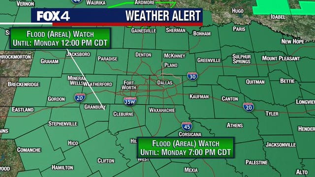 Flood Watch issued Sunday for much of North Texas as rain enters forecast