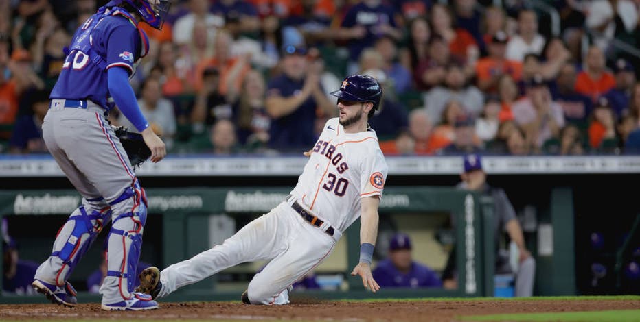 Valdez throws 7 scoreless, AL-best Astros beat Rangers 7-3