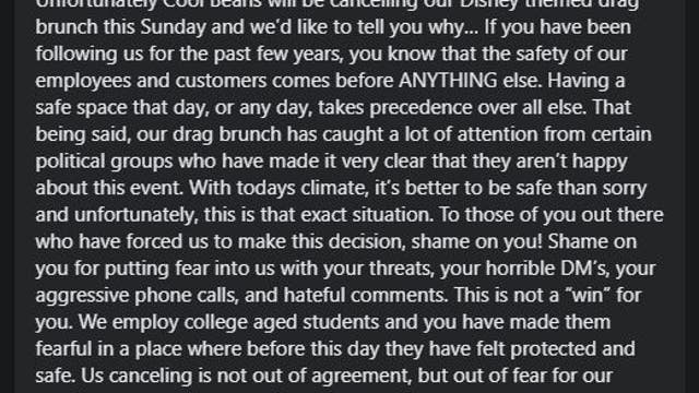 Denton bar cancels Disney-themed drag brunch after saying threats were made