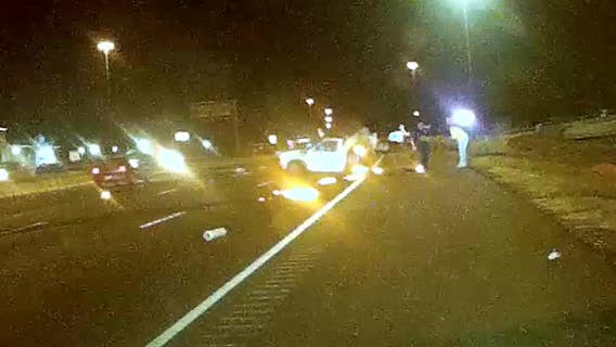 Dashcam video shows off-duty Dallas hospital police officer pulling woman from fiery crash
