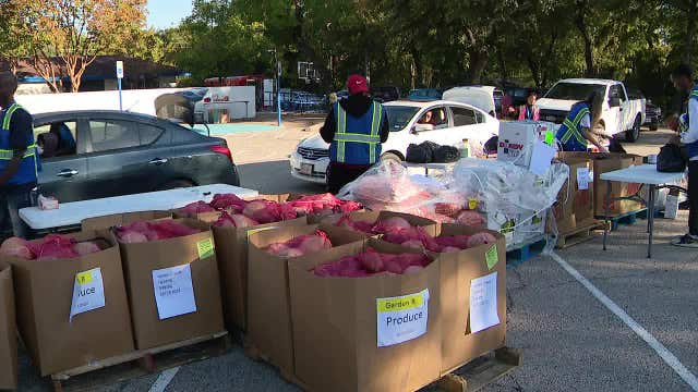 Mobile food pantry event held at Mark Cuban Heroes Basketball Center