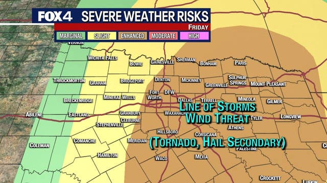 Dallas Weather: Enhanced risk of severe weather Friday, possible hail, tornadoes