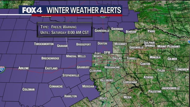 Dallas weather: Freeze warning issued for parts of North Texas Saturday
