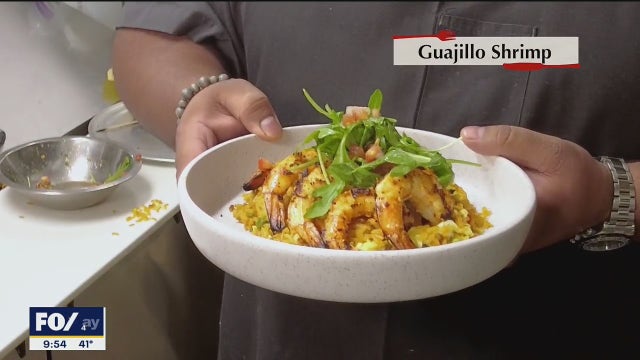 Mexican Fried Rice with Guajillo Shrimp & Simple Salad