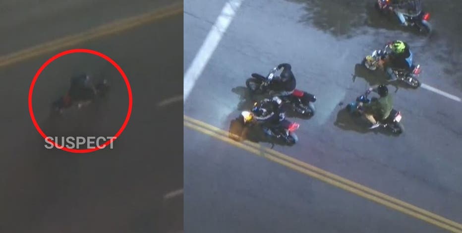 VIDEO: Police chase suspect in motorcycle tries to blend in with other motorcyclists