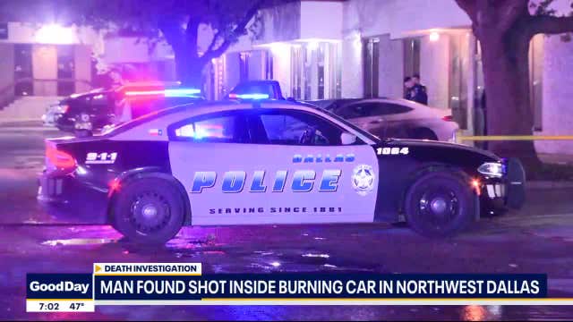 Man found shot multiple times in burning car early Saturday morning in Northwest Dallas