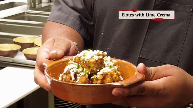 Elotes Fritters with Lime Crema