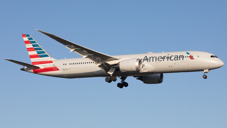 File photo of an American Airlines Boeing 787 landing at London Heathrow Airport in 2022. (Photo by Robert Smith/MI News/NurPhoto via Getty Images)