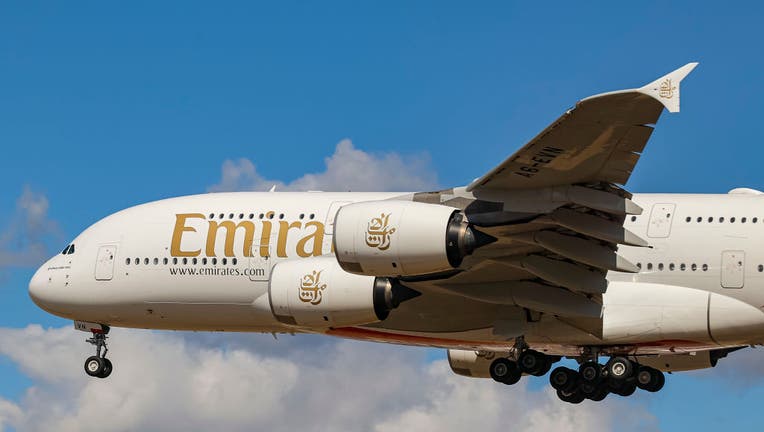Emirates Airbus A380 Landing At London Heathrow Airport