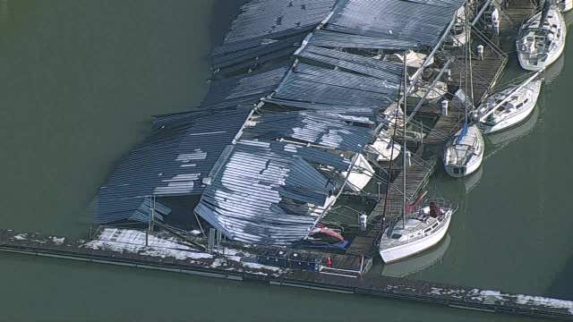 Joe Pool Marina awning partially collapses due to ice