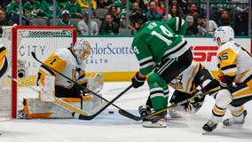 Stars beat Penguins 3-2 despite Crosby's 1st goal in Dallas