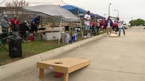 Tailgaters outside Globe Life Field ahead of Rangers' season opener