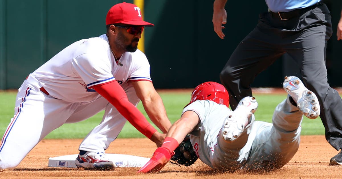 Garver Tx Ranger Garver, Rangers stay hot to start season, rout Phillies 16-3 | FOX 4 ...