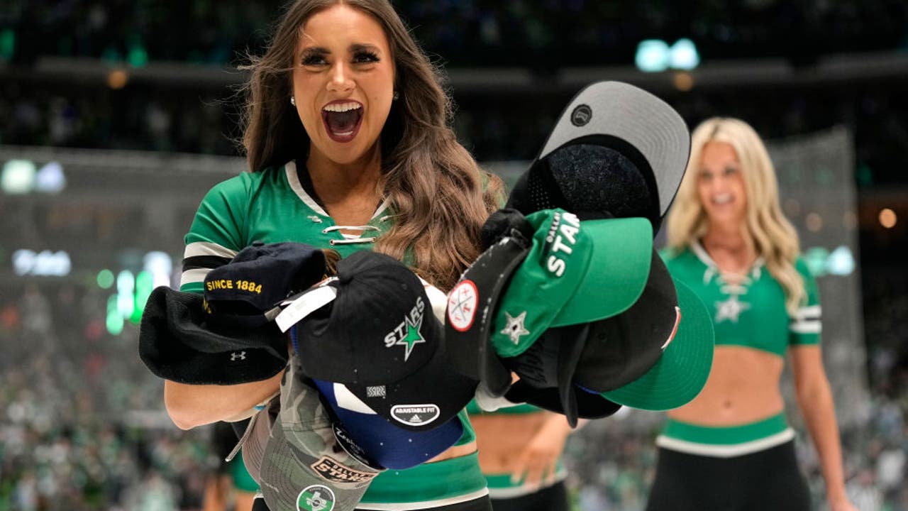 What happens to the hats thrown on the ice at a Dallas Stars game?