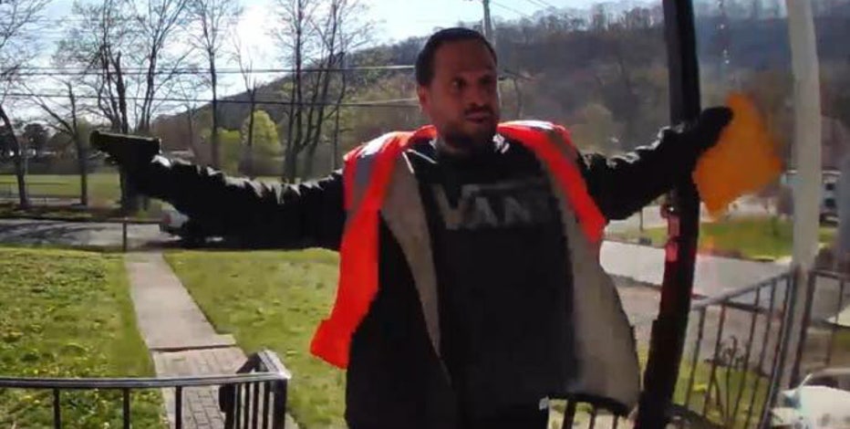 Ring doorbell shows homeowner pushing armed robbery suspect posing as deliveryman