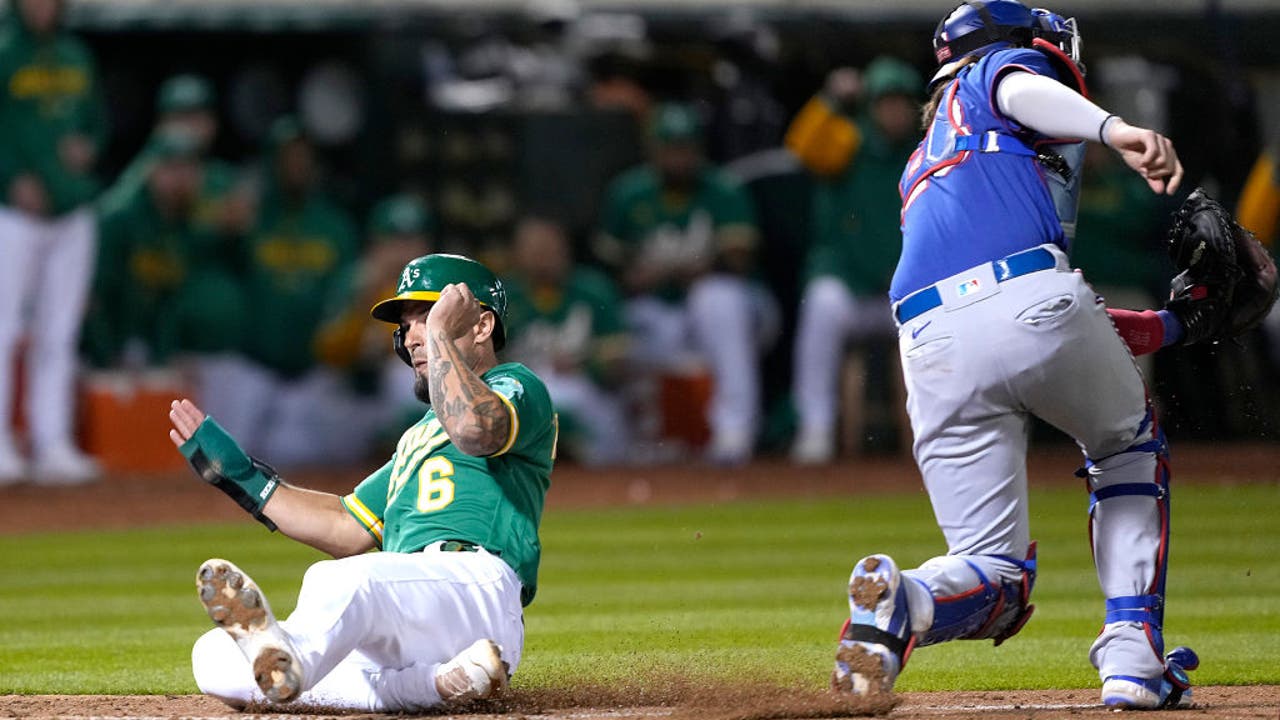 JJ Bleday of the Oakland Athletics bats against the Texas Rangers in  News Photo - Getty Images