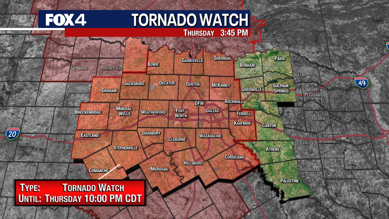 Dallas weather: Tornado Watch issued for North Texas Thursday