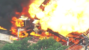 VIDEO: Concrete truck goes up in ball of flame in Richardson