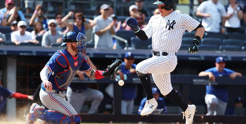 Harrison Bader's late 2-run double sends Yankees past Rangers