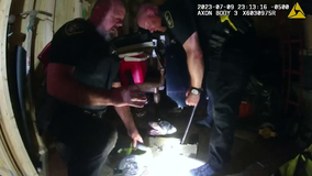 VIDEO: North Richland Hills Police save dog stuck under shed