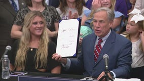 Gov. Abbott holds ceremonial signing for 'Save Women's Sports Act' in Denton