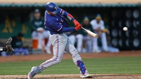 Jankowski scores tying run in seventh, delivers go-ahead RBI groundout in eighth as Rangers beat A's